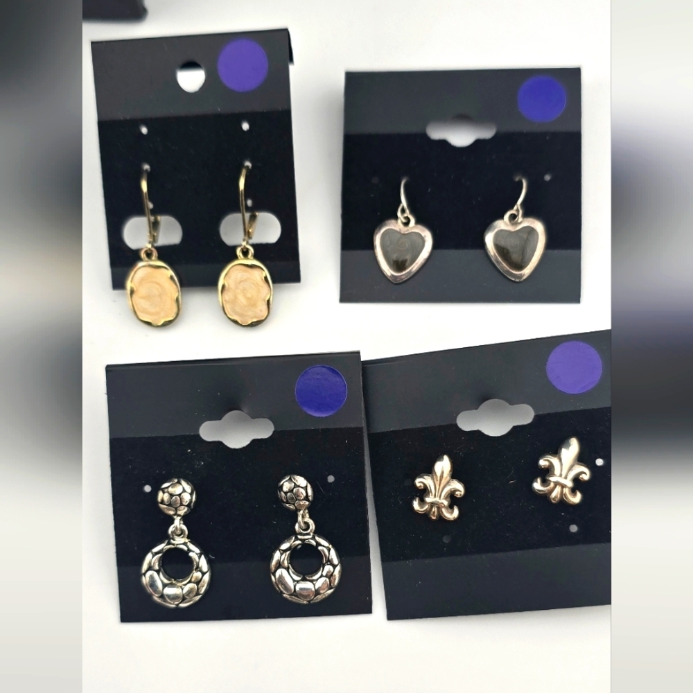 Bundle of 4 Pairs Earrings – Gold & Silver Tone Studs and Drops